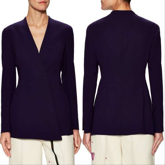 Akris Women's Purple Wool Bellezza V Neck Jacket - Picture 3 of 11